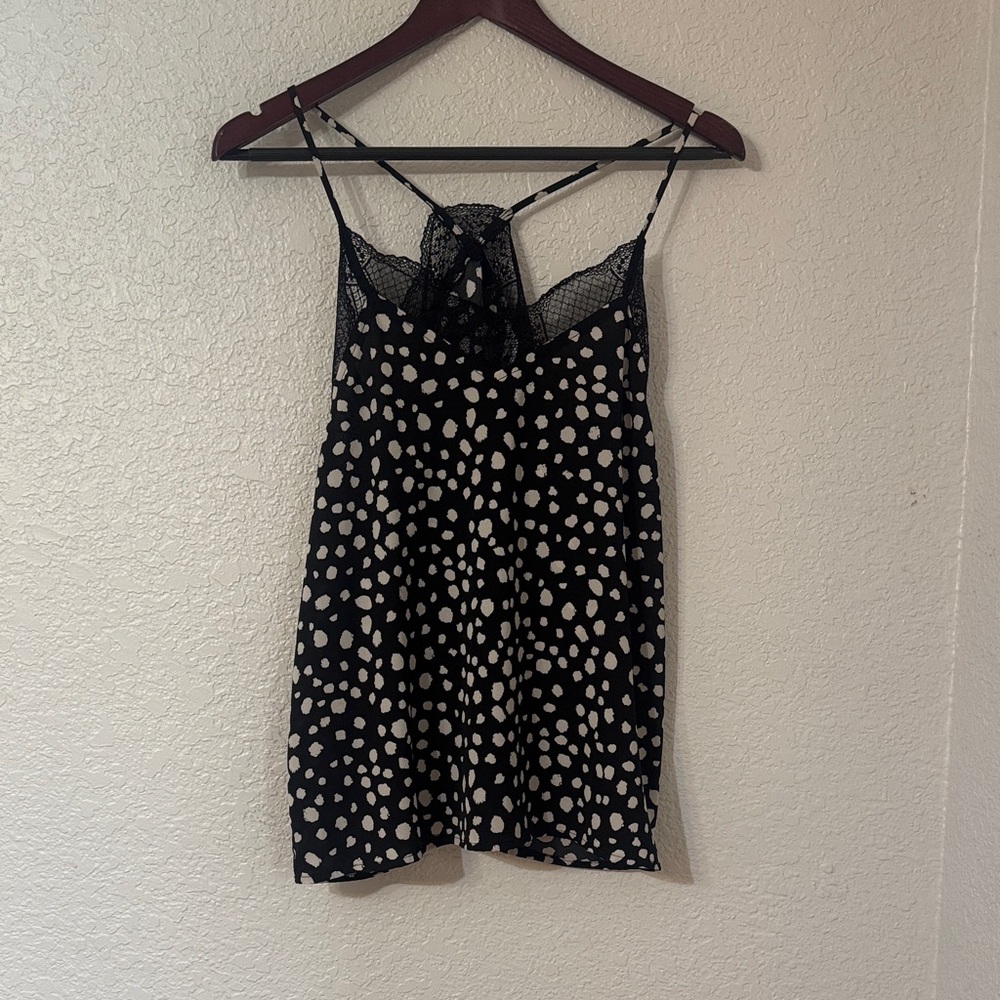 MACARON Black and White Polka Dot Tank Top